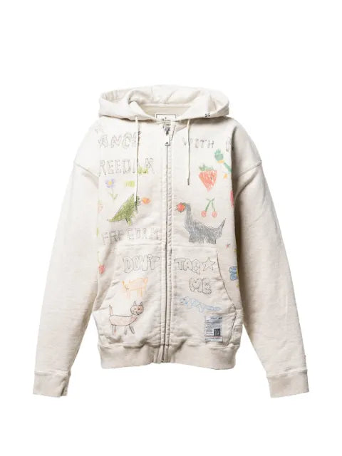 Maison MIHARA YASUHIRO doodle printed zip-up hoodie
