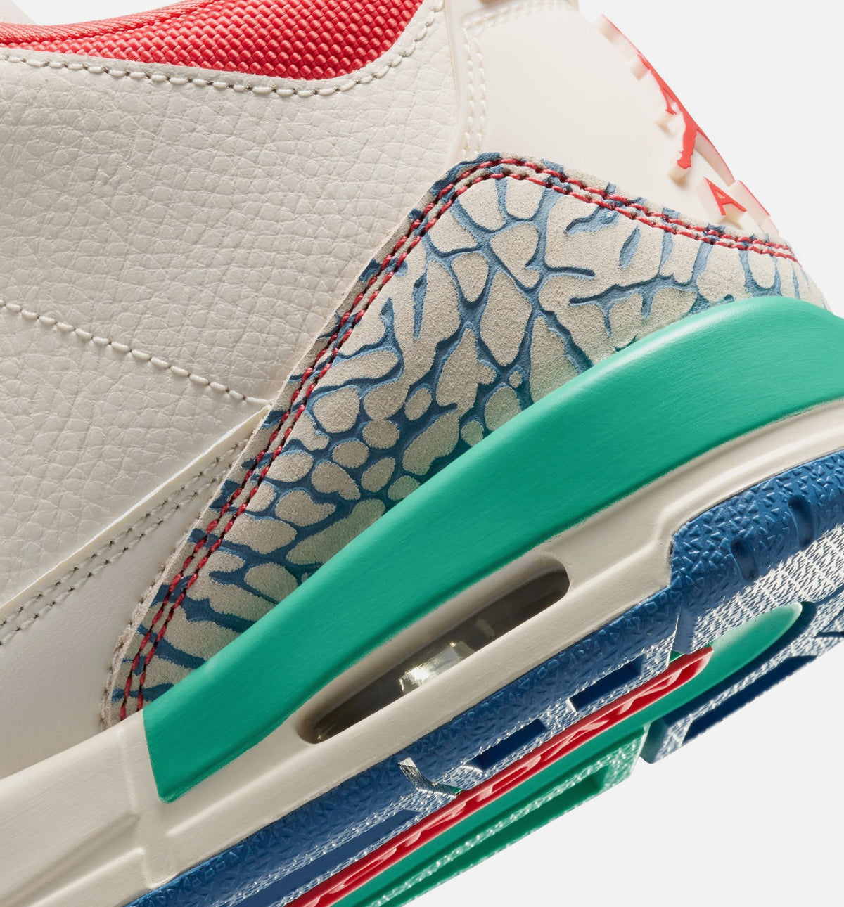 Air Jordan 3 Retro Play Your Way Grade School Sneakers - Chalk / Track Red / True Blue / Kinetic Green