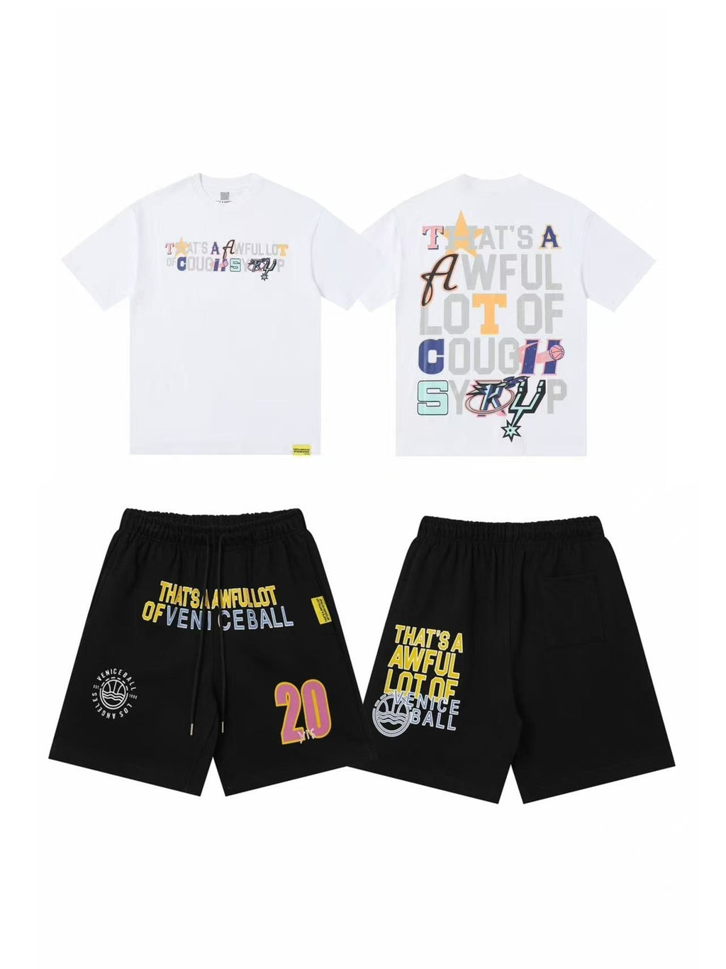 THAT'S A AWFUL LOT OF COUGH SYRUP Text Logo Short-Sleeve Set