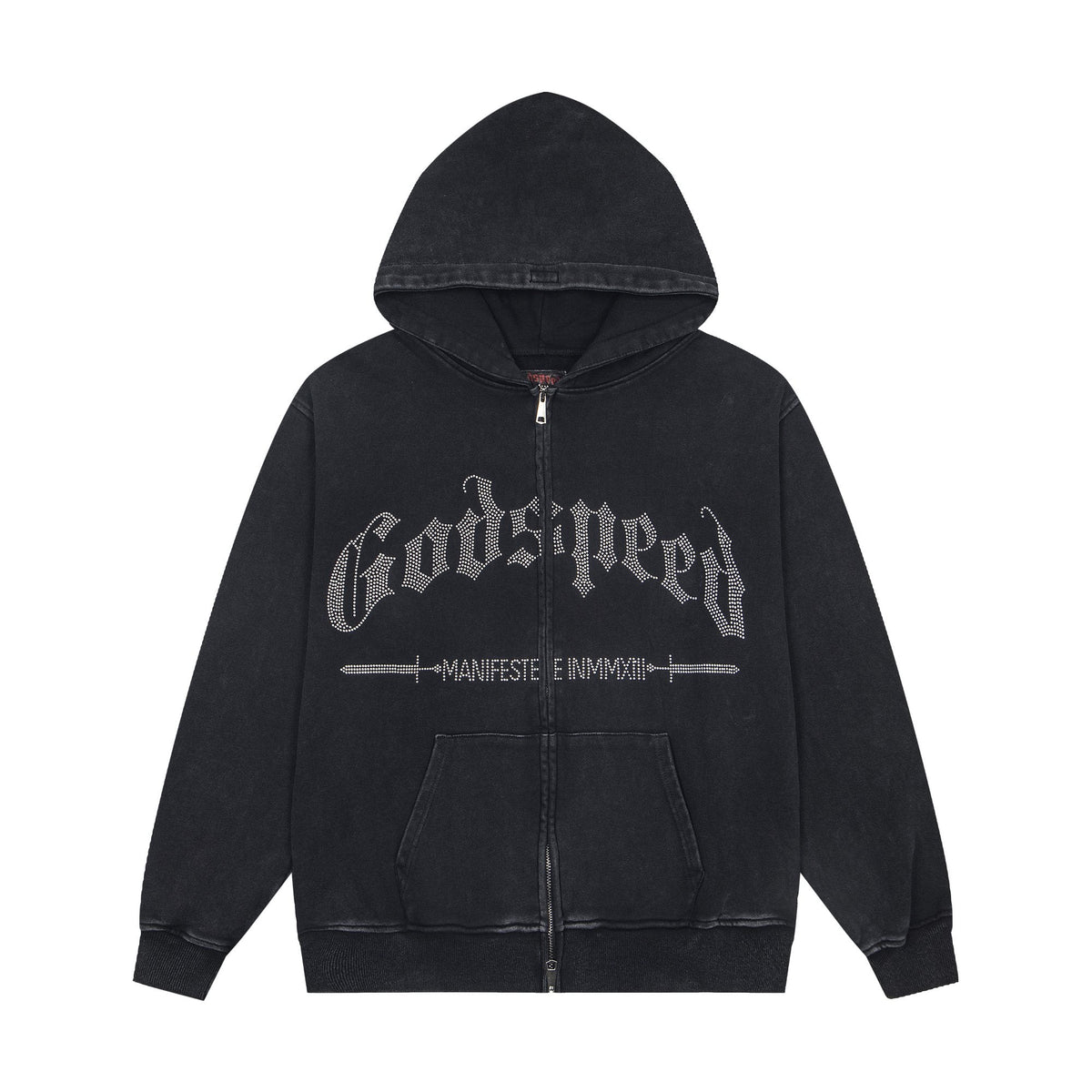 Godspeed Washed Gothic Graphic Full-Zip Hoodie