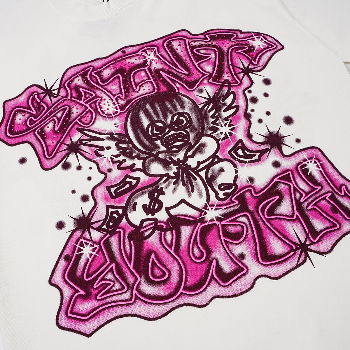 SAINT Rhinestone Front & Back Graphic T-Shirt