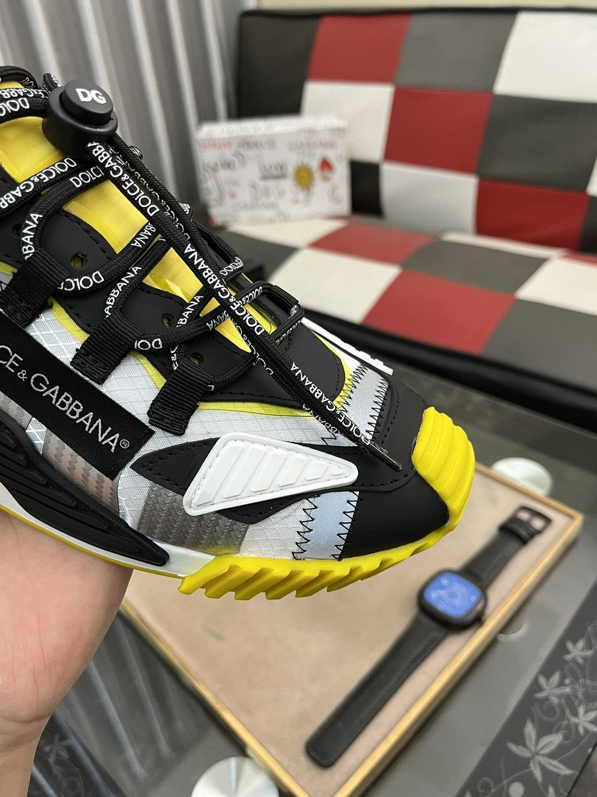 Dolce & Gabbana Black, White & Yellow Chunky Sneakers