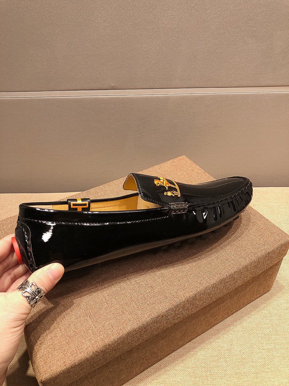 Hermès Black Glossy Hardware Loafers