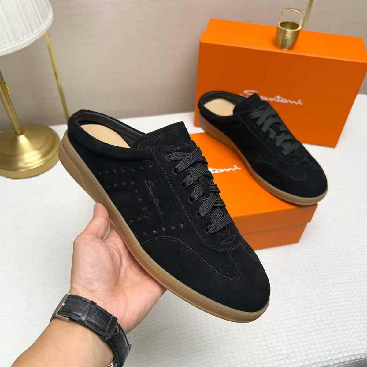 Santoni Perforated Low-Top Sneakers